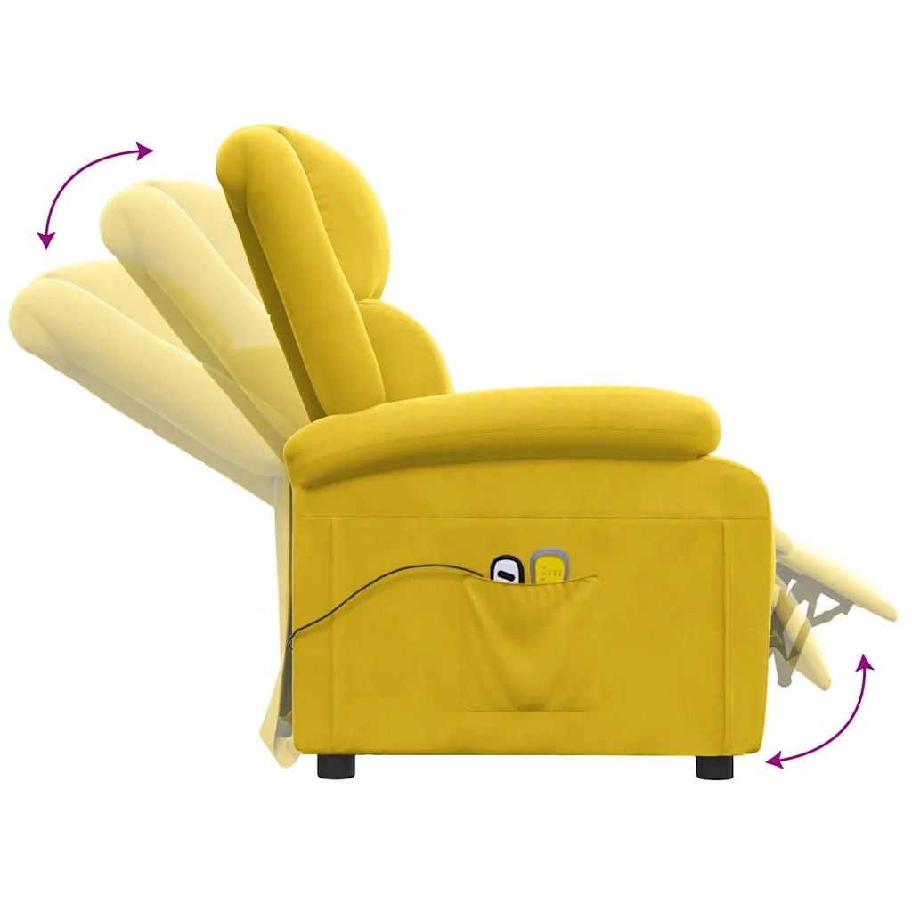 Poltrona Massaggiante Elettrica Gialla in Velluto 3098411