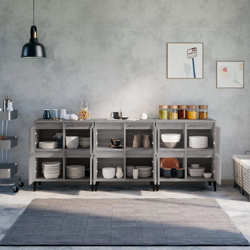 Credenze 3pz | Madia | Buffet da pranzo | Armadio da pranzo Grigio Sonoma 60x35x70 cm in Legno Multistrato