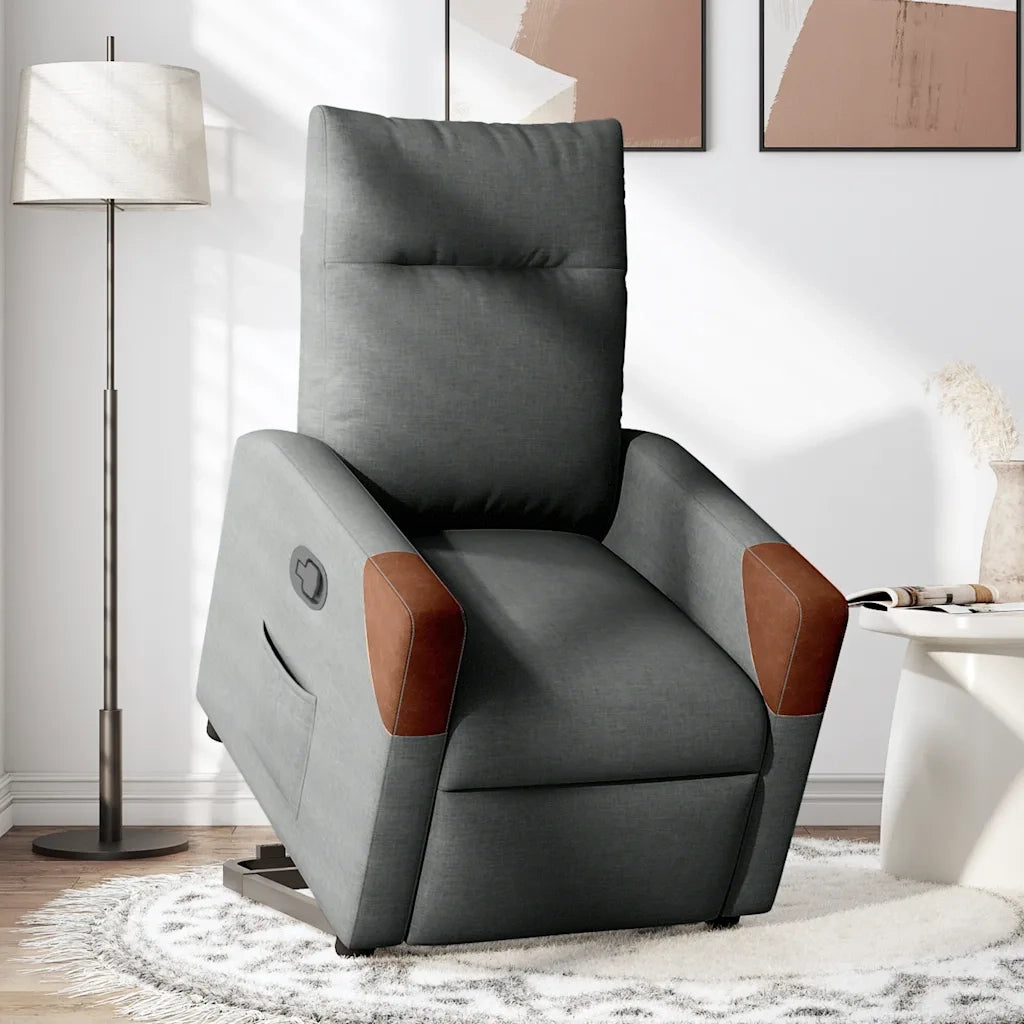 Poltrona | Sedia Relax Alzapersona Reclinabile Grigio Scuro in Tessuto