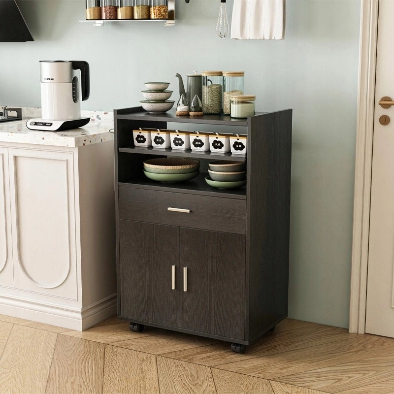 Armadio, carrello da cucina, cassettiera, tavolo, scaffale moderno mobile su ruote bianco