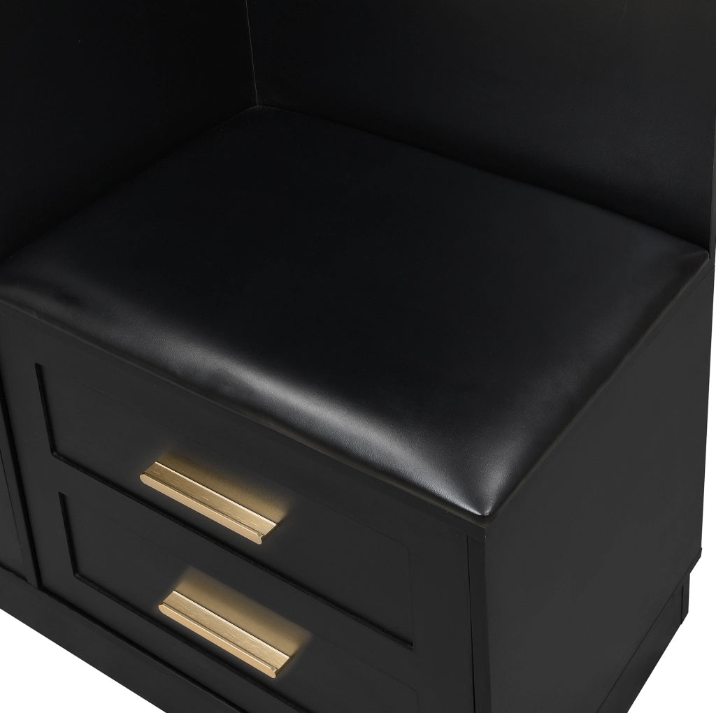 Guardaroba da ingresso 110x33x185.5 cm con scarpiera; specchio e panca nero