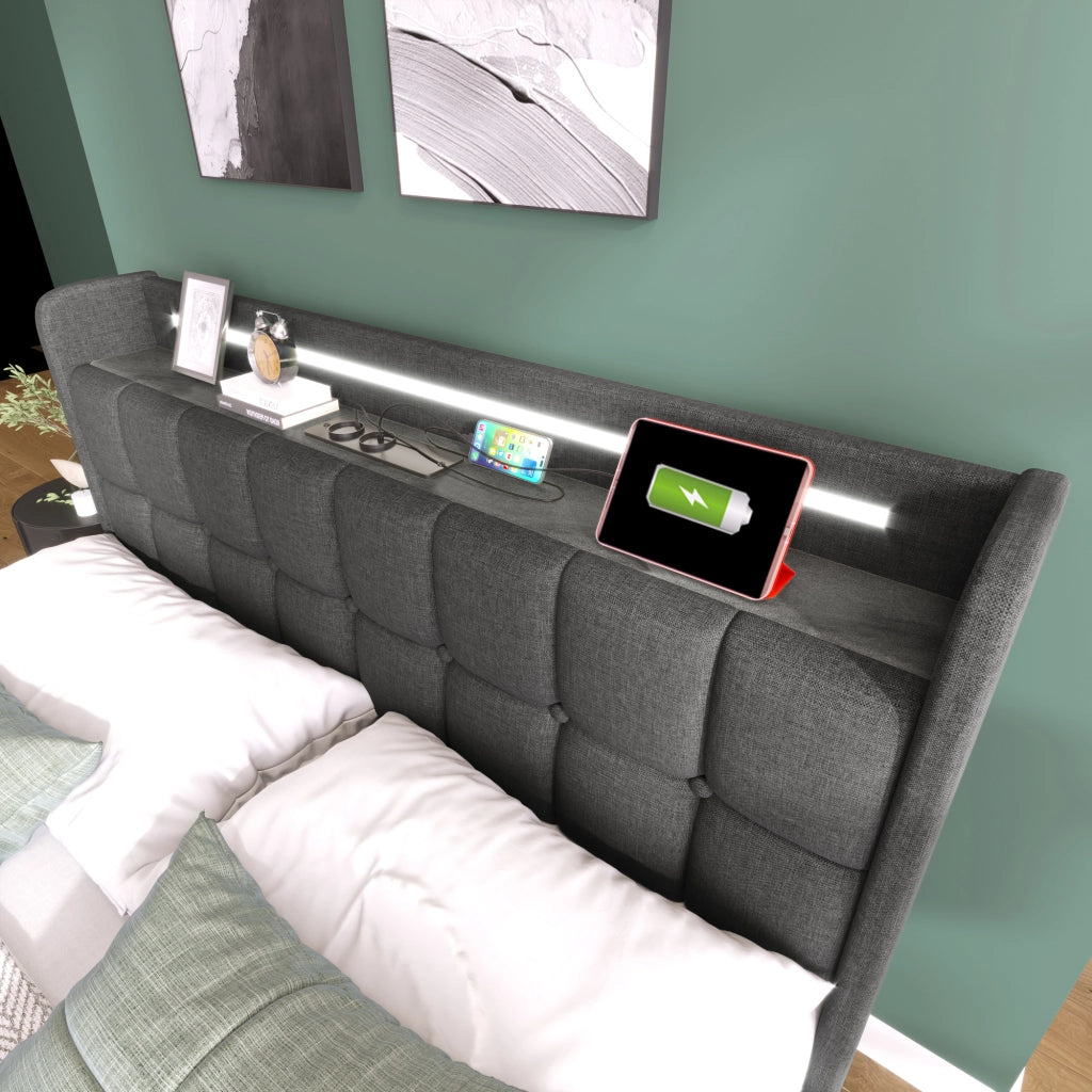 letto singolo legno grigio 90 x 200 cm