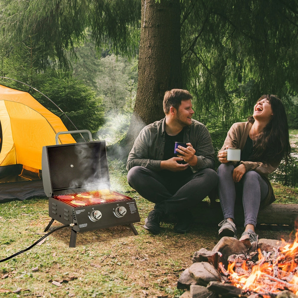 Barbecue da Tavolo a Gas Pieghevole ¨C zephmum ¨C Nero 2 Bruciatori 5KW
