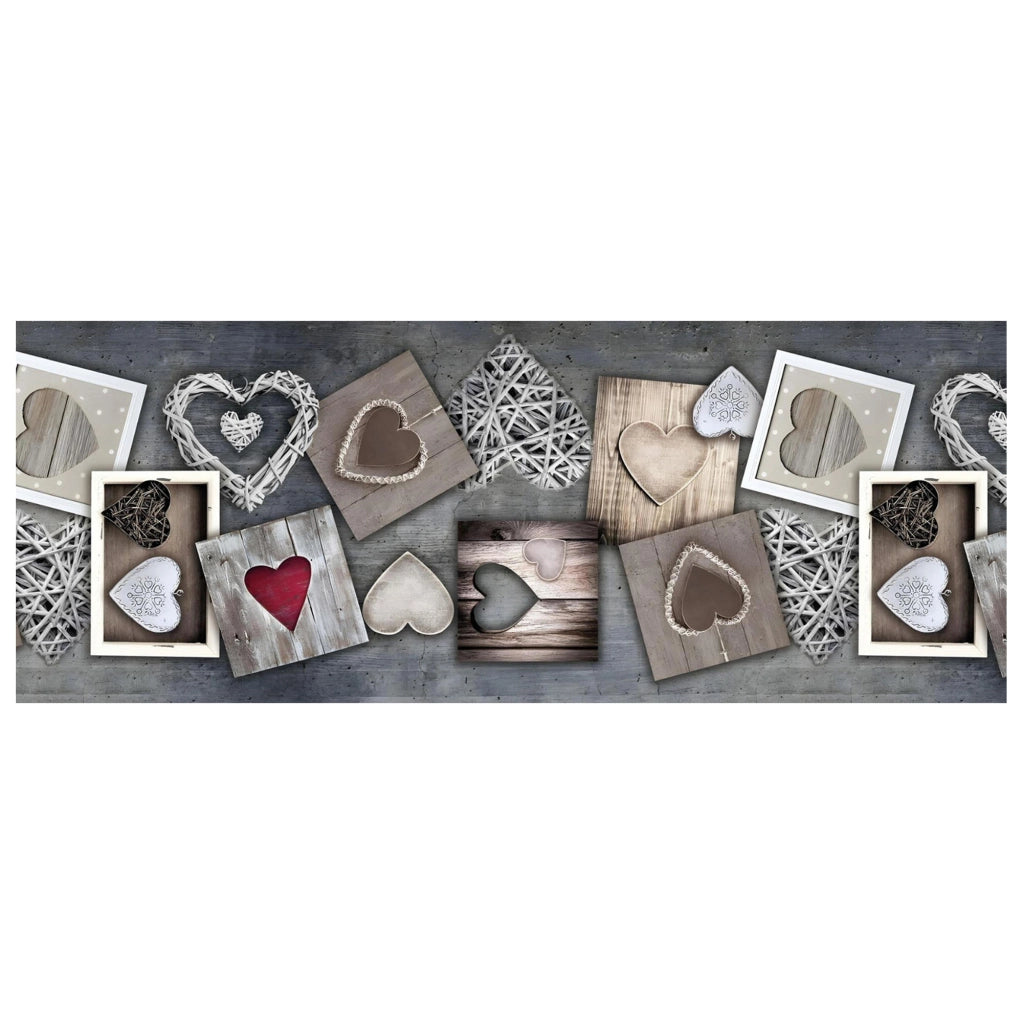 Tappeto passatoia fantasia made in Italy antiscivolo lavabile aderente Dis24 Cuori - 50x250cm