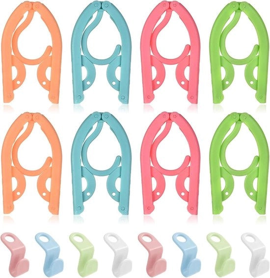 16 hanger da appendiabito pieghevoli - 4 colori - hanger da appendiabito portatile per viaggi - accessori per appendiabiti in plastica - hanger da appendiabito per hotel, campeggio e vacanze