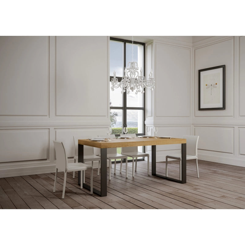 Tavolo allungabile 200/304x90 cm Tecno Premium telaio Antracite - Quercia Natura