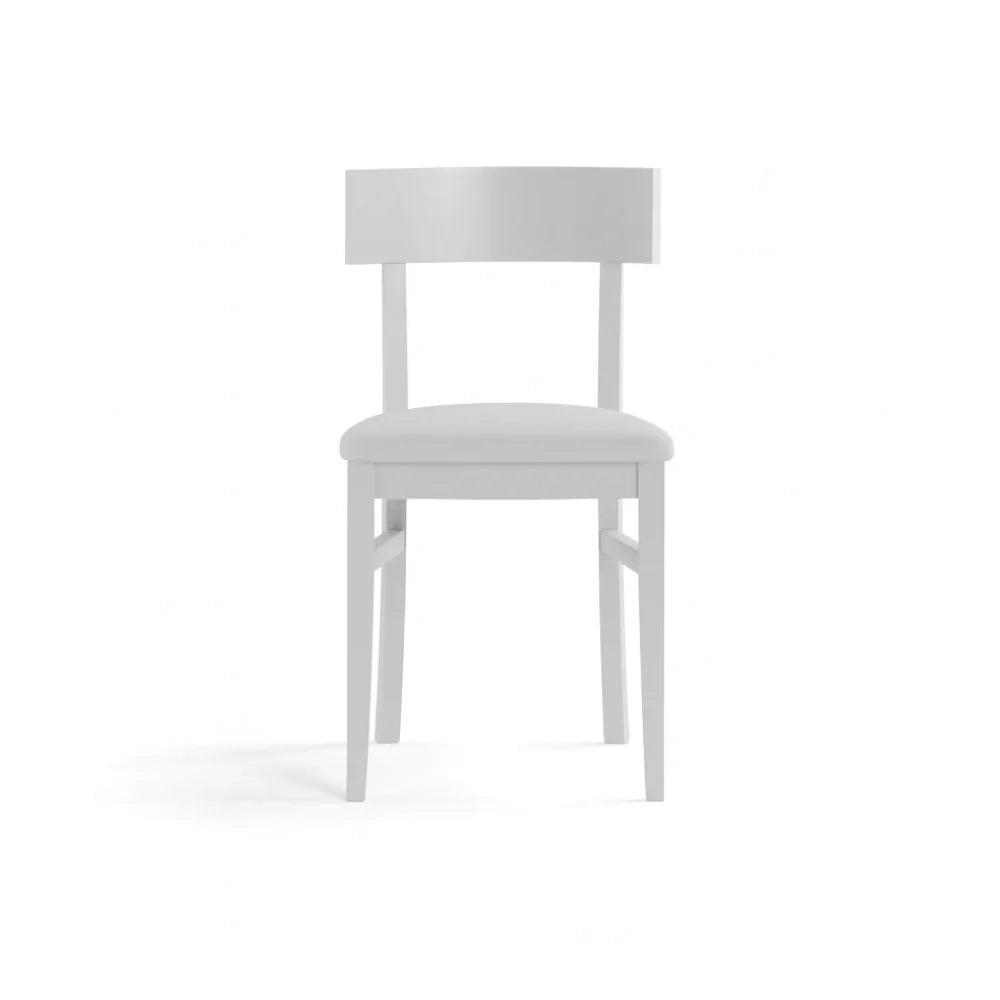 Set di 2 sedie da pranzo imbottite in legno bianco Zaira con struttura in legno facili da pulire Made in Italy | Duzzle