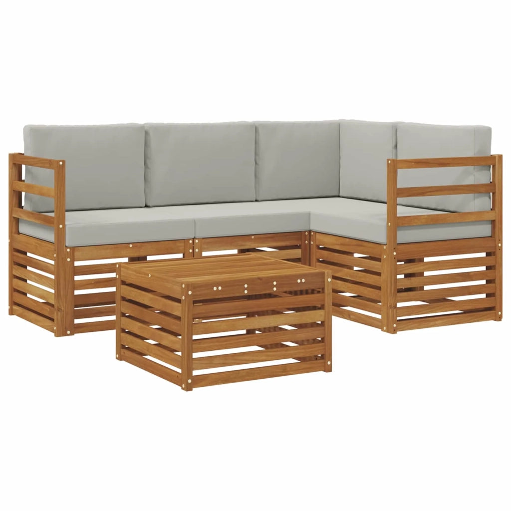 Set di divani da esterno 5 pcs Grigio Naturale e Chiaro 3374751