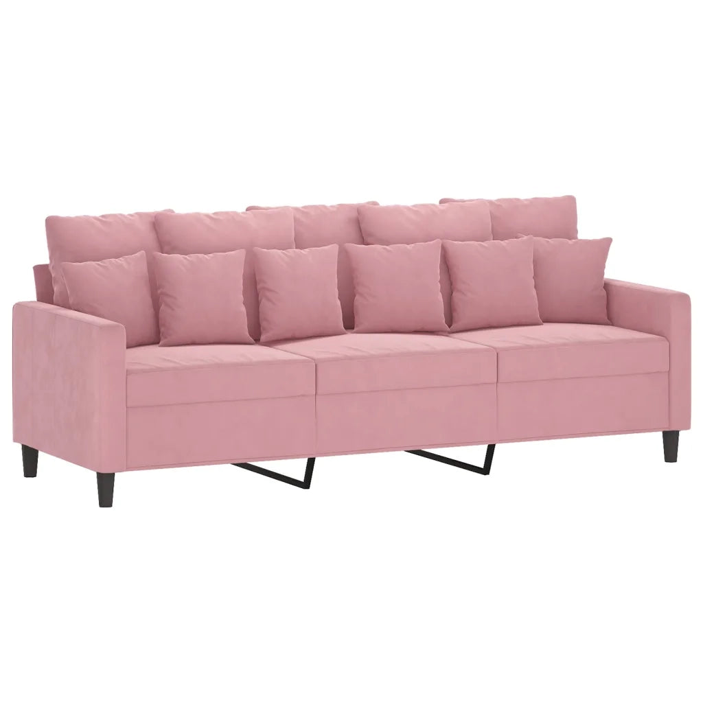 Divano a 3 Posti con Poggiapiedi rosa 180 cm in Velluto 3201110