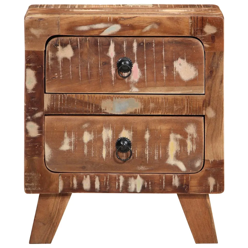 Set di 2 Comodini | Armadio da Notte | Mobiletto da notte 40x32x46 cm in Legno Massello di Recupero