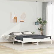 Letto con Tavolini Laterali Bianco 180 x 220 cm Pino massello 873254