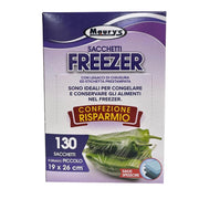 MAURY'S SACCHETTI FREEZER CON LEGACCI DI CHIUSURA ED ETICHETTA PRESTAMPATA 130 SACCHETTI MAXI SPESSORE 19X26 CM