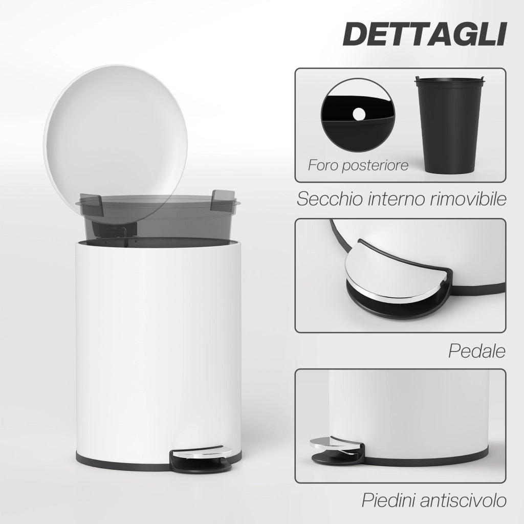 Pattumiera a Pedale 20L con Coperchio ¨C Xylo ¨C Metallo PP Crema 36x30x44.5cm