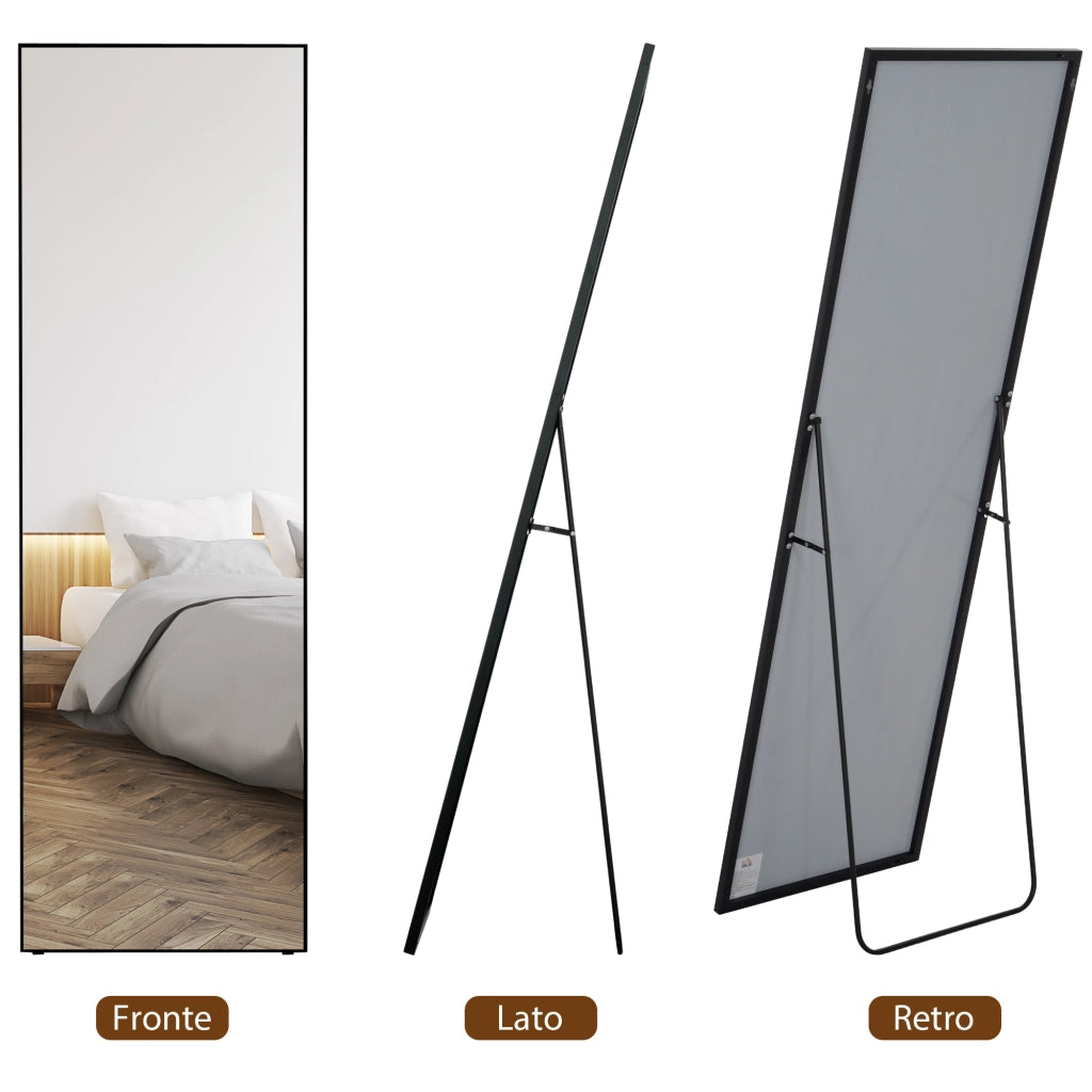 Specchio a Figura Intera ¨C Minimal ¨C Nero, Metallo, 50x2x161.5 cm