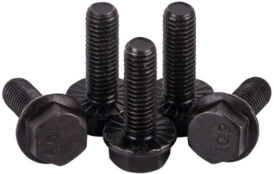 Viti a 5 gusci - Viti a flangia - Prevenzione di staccamento durante vibrazioni - Acciaio nero cromato - Elementi di fissaggio - M14x30mm - Elementi di fissaggio