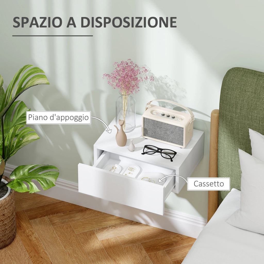 Comodino con Cassetto ¨C Minimal ¨C Legno Bianco 40x30x15