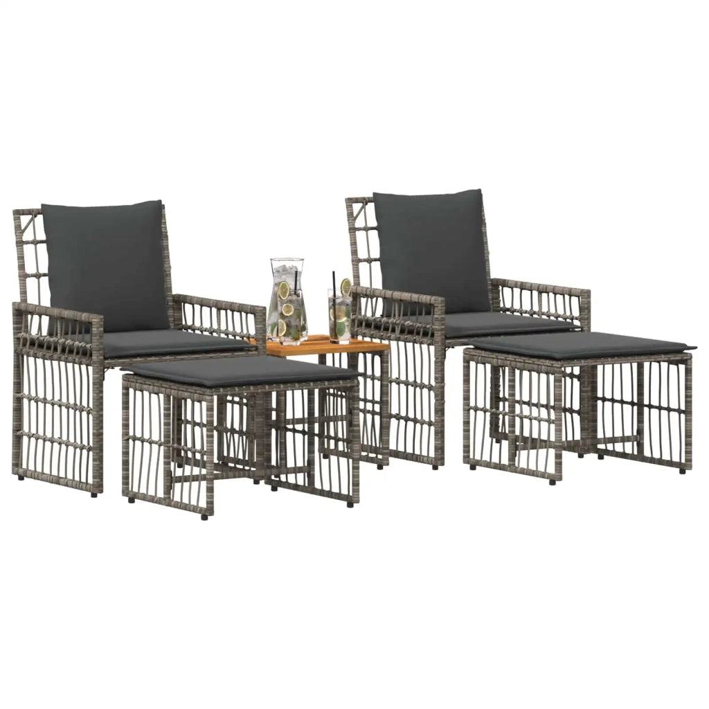 Set di Mobili da Esterno 5 pcs Nero e Grigio scuro 42025138