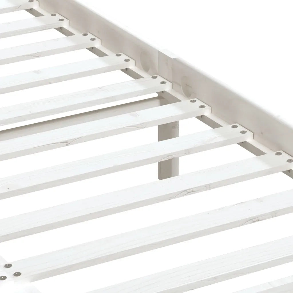 Giroletto-Struttura Letto Bianco in Legno Massello di Pino 140x200 cm 159295