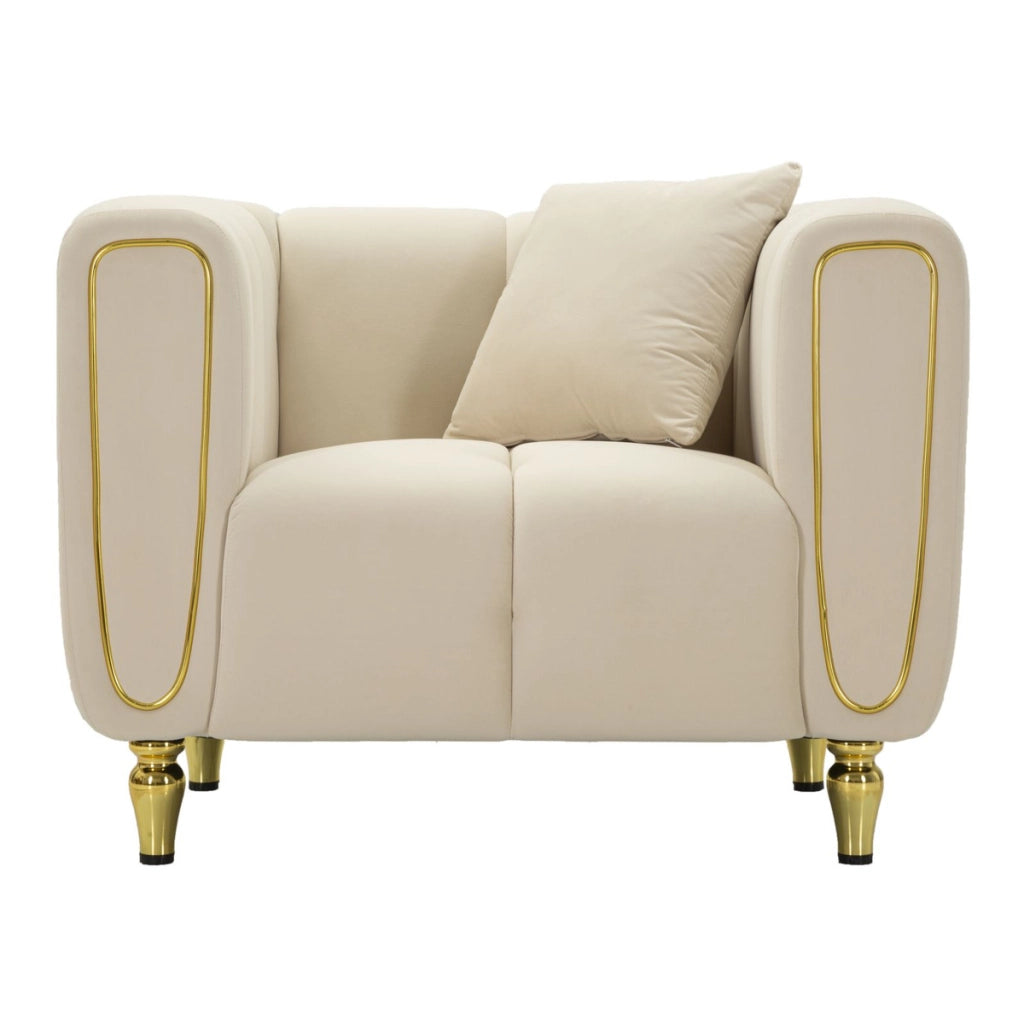 Poltrona VKH322, Beige, Legno, 81x97x71 cm