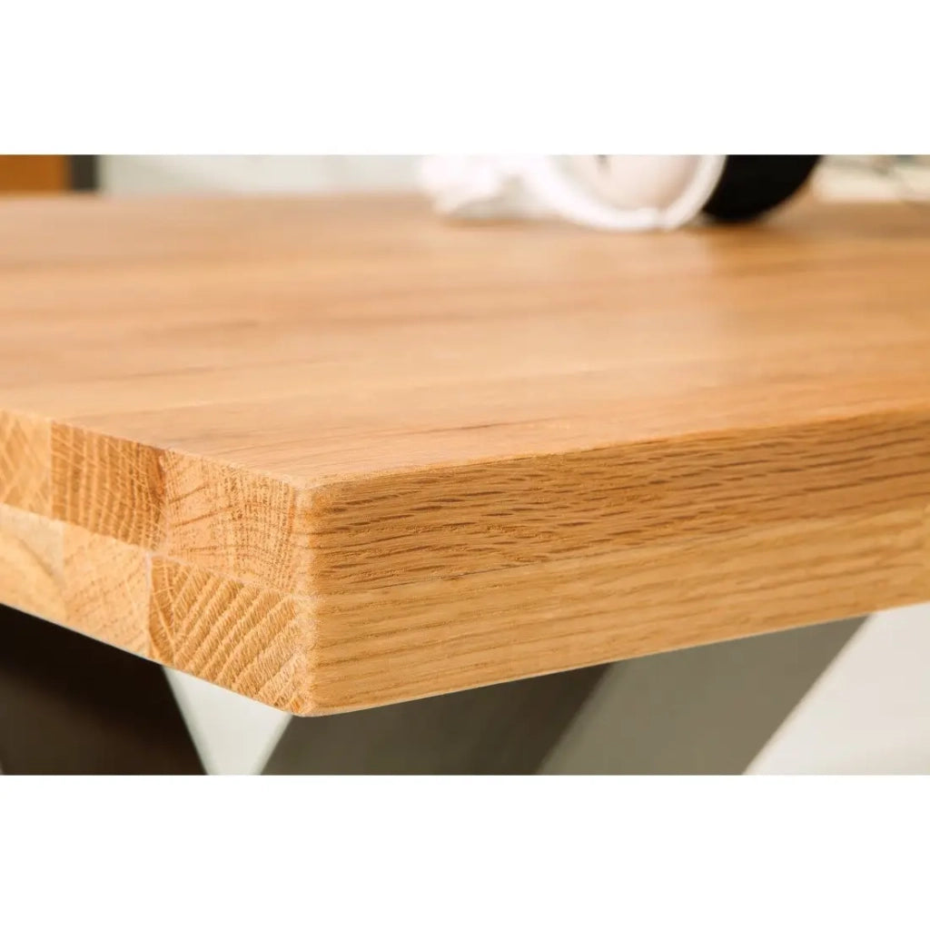 Tavolo da pranzo CAVARA – Rovere selvaggio e metallo nero – 240 cm – Stile industriale