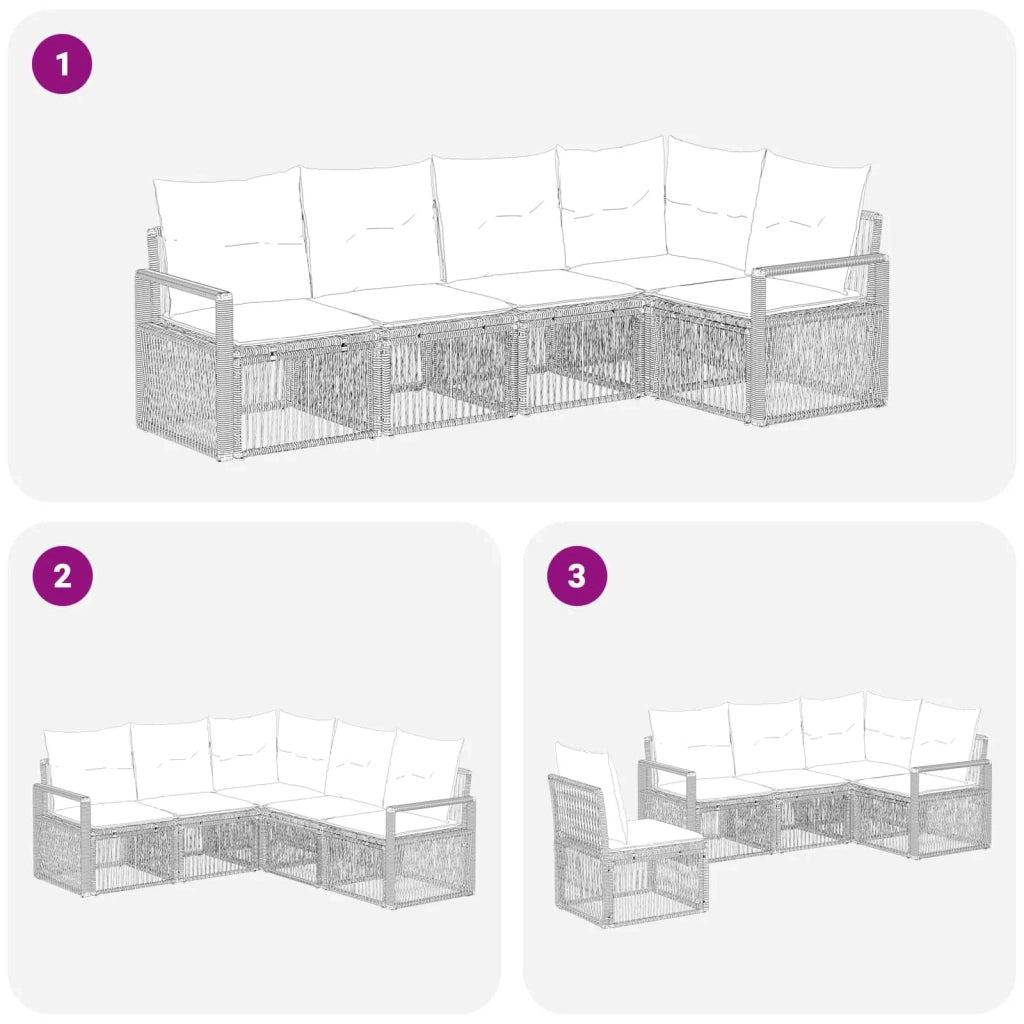 Set Divano da Giardino 5 pz Nero polyrattan 3435709