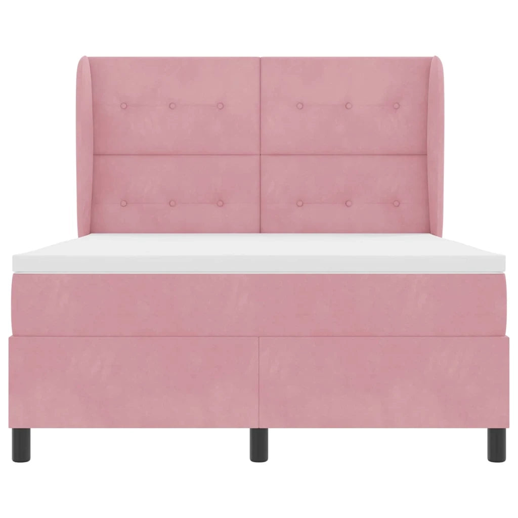Letto a molle con materasso Rosa 200 x 140 cm Velluto 3340933