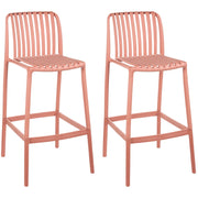 Set di 2 sedie da bar per sala da pranzo in materiale sintetico rosso chiaro senza braccioli stile moderno per interni ed esterni