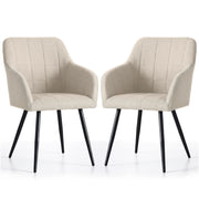 Set di 2 Sedie imbottite con cuciture quadrate LUXANO Beige gambe nere tessuto Lumos