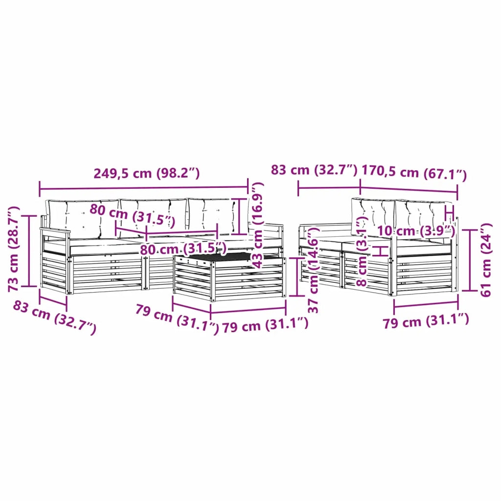 Set di divani da esterno 6 pcs Bianco e Antracite 3390032