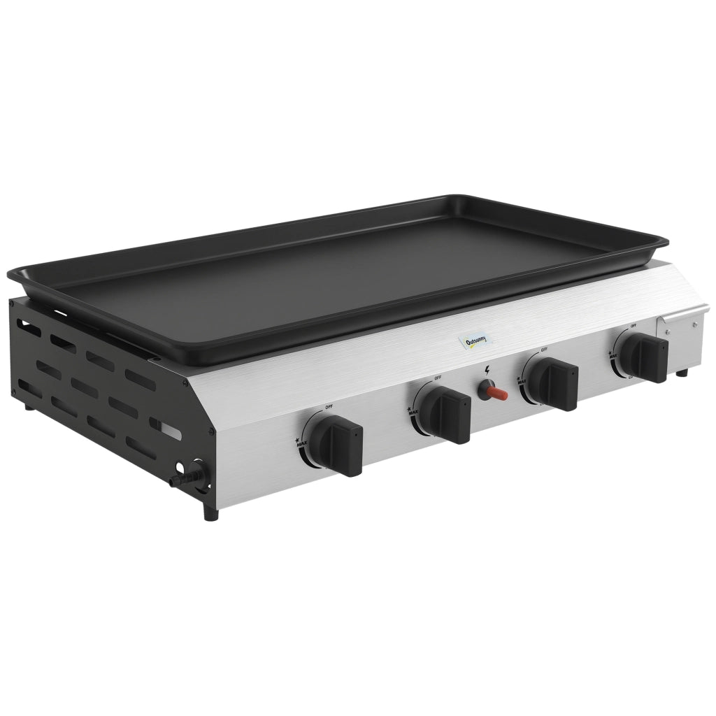 Piastra a gas in acciaio smaltato 4 bruciatori 9,6 kW antiaderente 73x34 cm ¨C Xylo