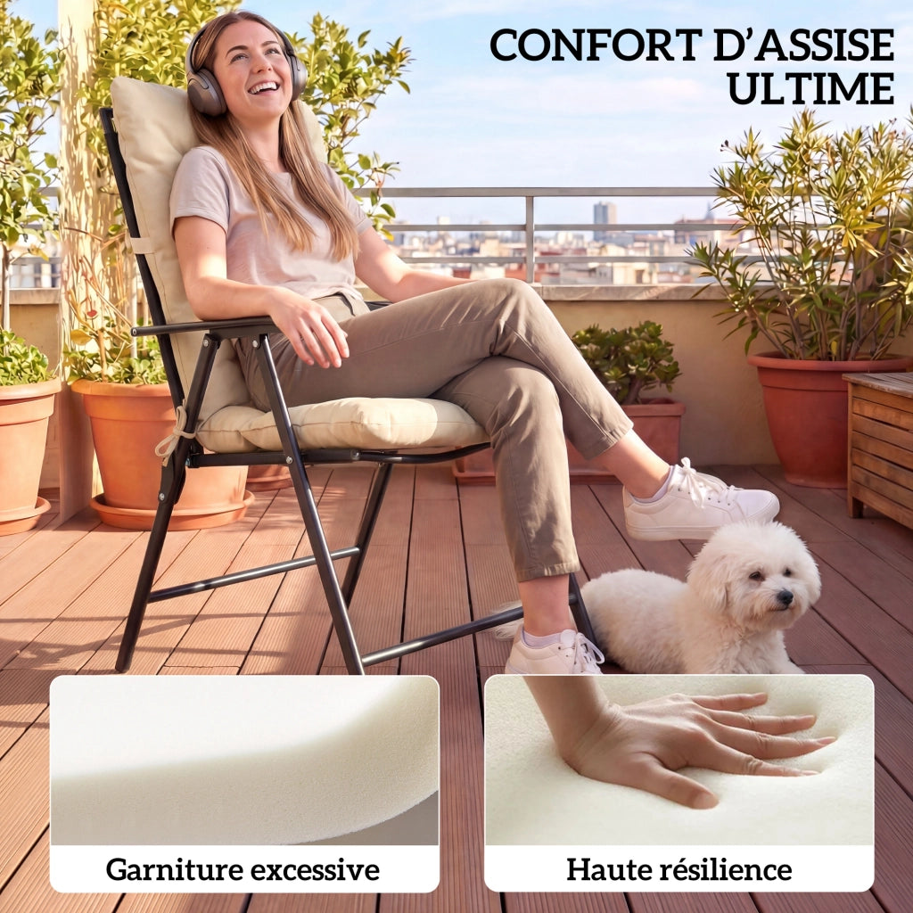 Set 2 Cuscini Sedie Giardino Esterno ¨C Xylo ¨C Beige 120x50x8 cm