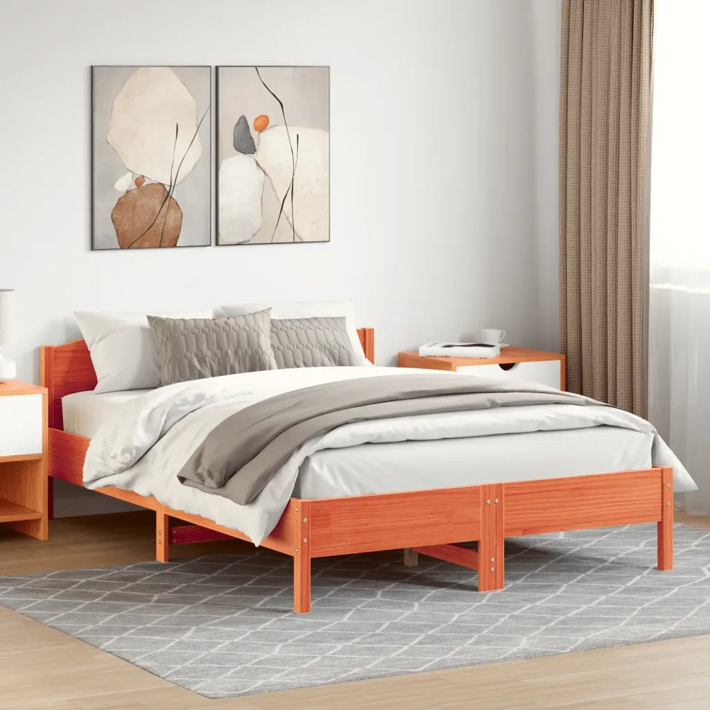 Letto senza Materasso-Struttura Letto Marrone Cera 120x200 cm in Legno di Pino 910978