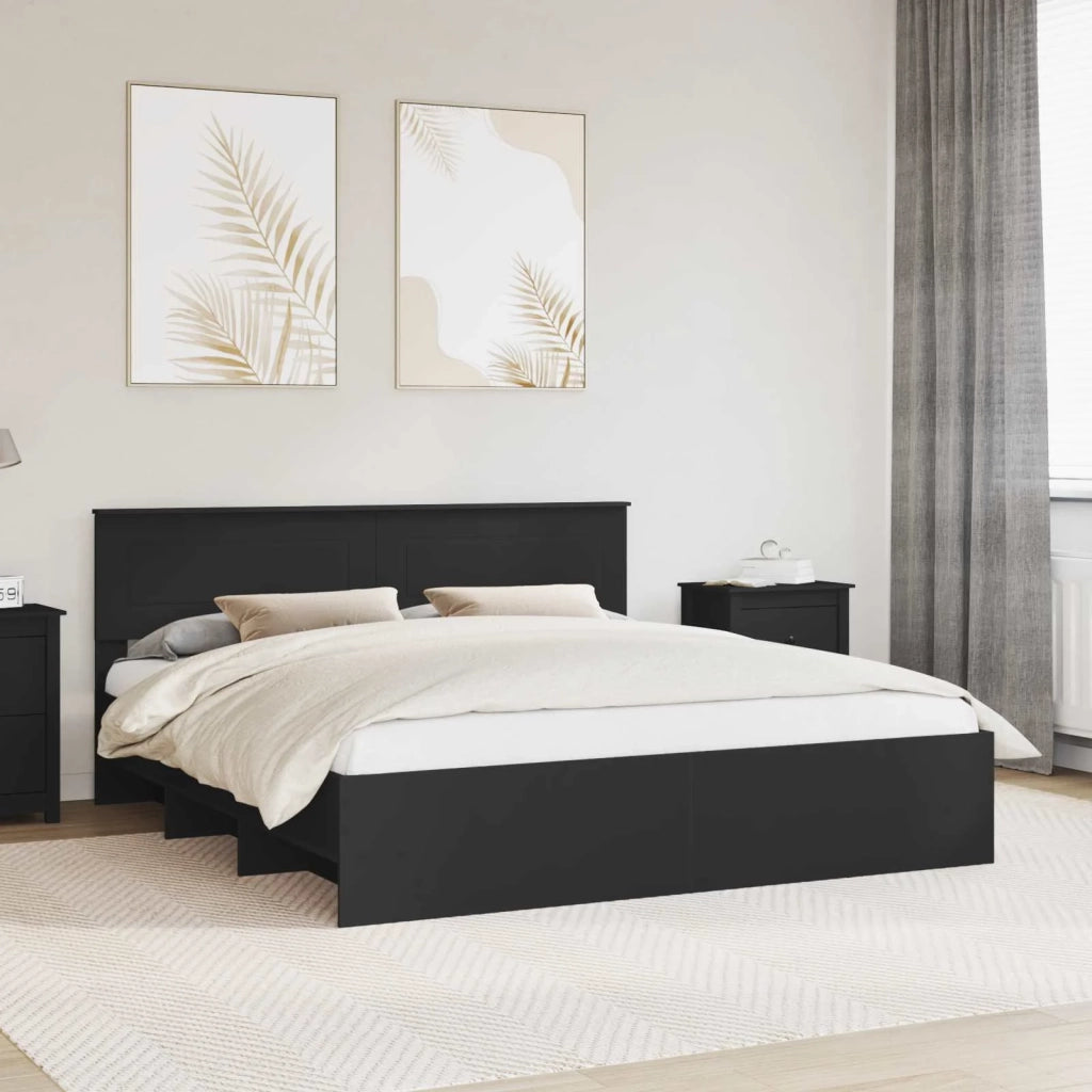 Struttura del letto-Giroletto Nero 180 x 200 cm Legno multistrato 568193