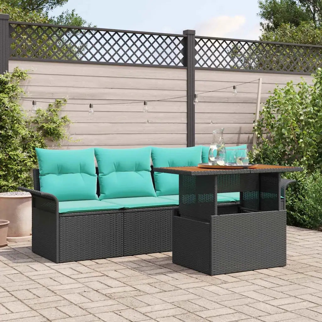Set Divano da Giardino con cuscino 5 pcs Nero e blu 3349269