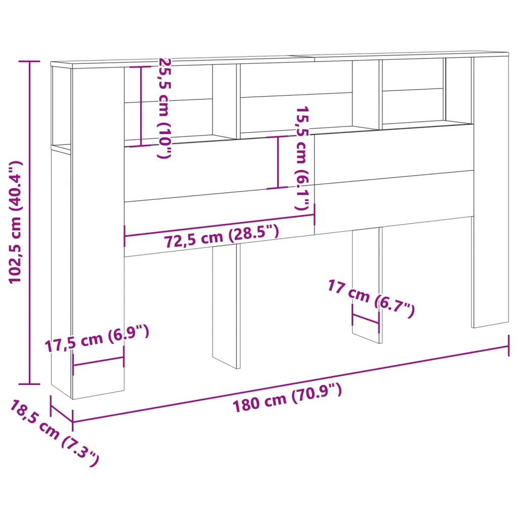 Testiera | Testata Contenitore Legno Antico 180x18,5x102,5 cm Truciolato