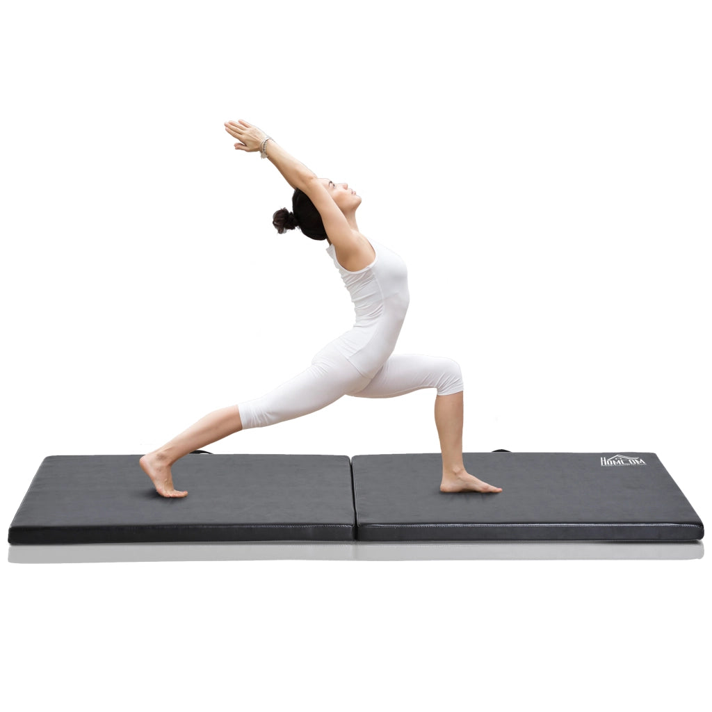 Tappetino Ginnastica Pieghevole 180x60x5 cm Antiscivolo Materassino Fitness Nero