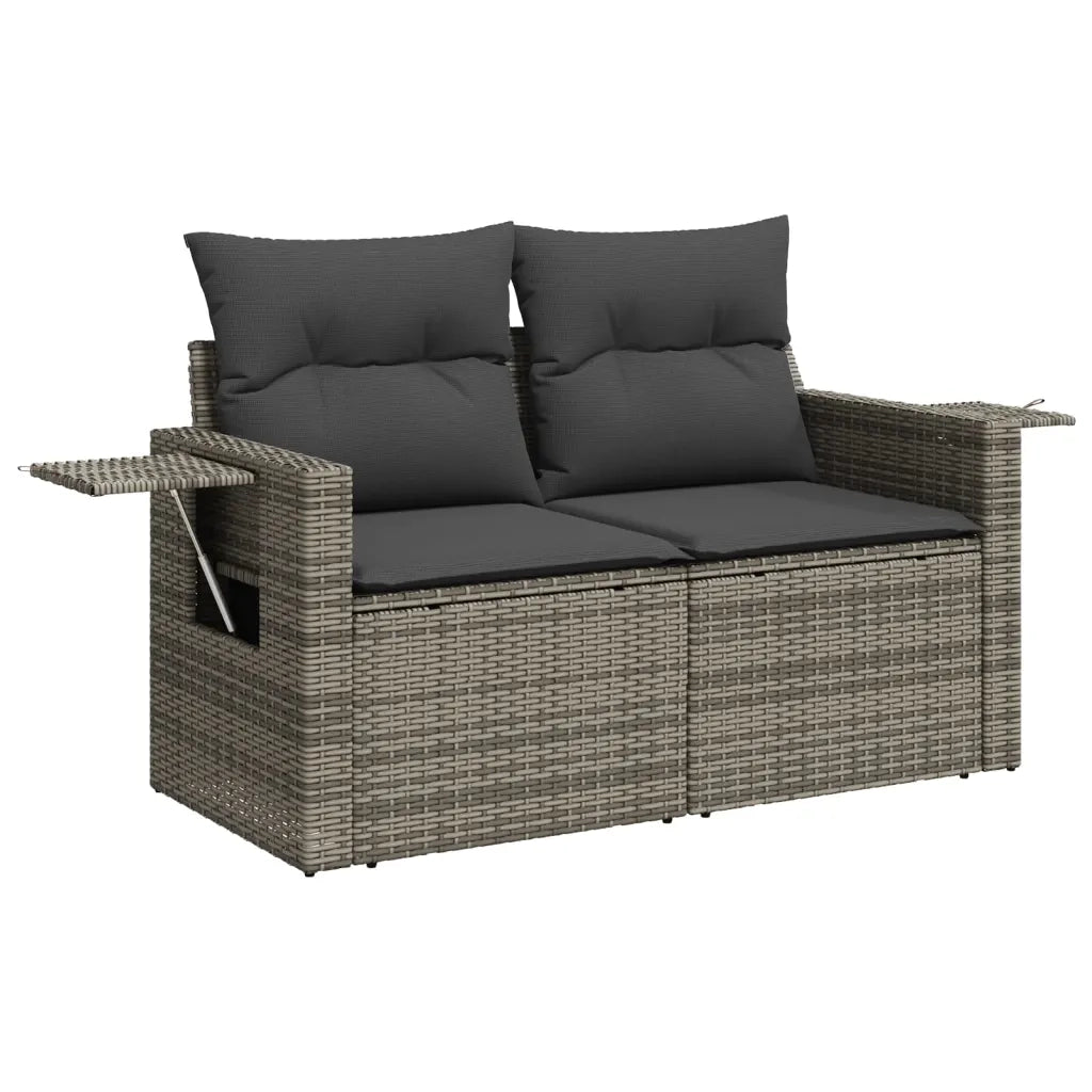 Divano da Giardino con Cuscini 2 Posti-Sofa da Giardino-Divano da esterno Grigio in Polyrattan 762366