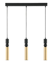 Lampada sospesa a barra 60cm nero oro 3xGU10 ALAS Jupiter