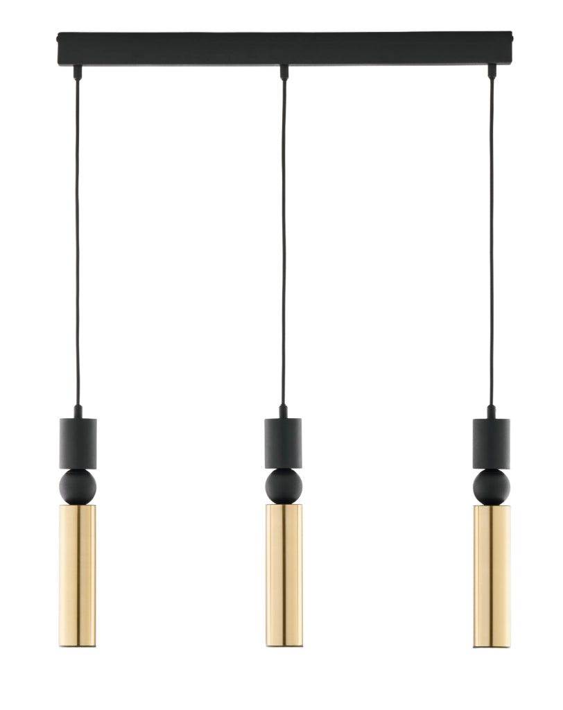 Lampada sospesa a barra 60cm nero oro 3xGU10 ALAS Jupiter