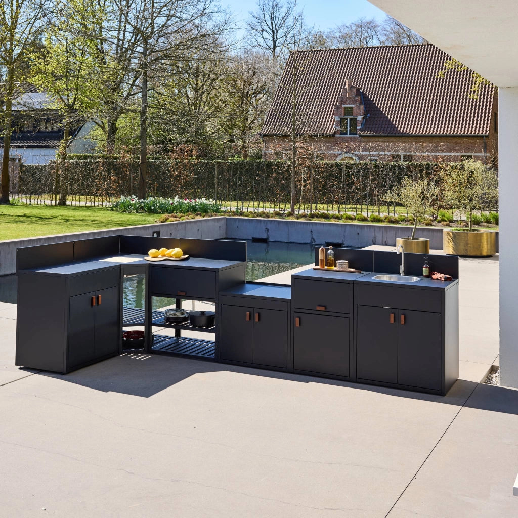 Modulo cucina da esterno in acciaio inossidabile, 6 moduli, nero
