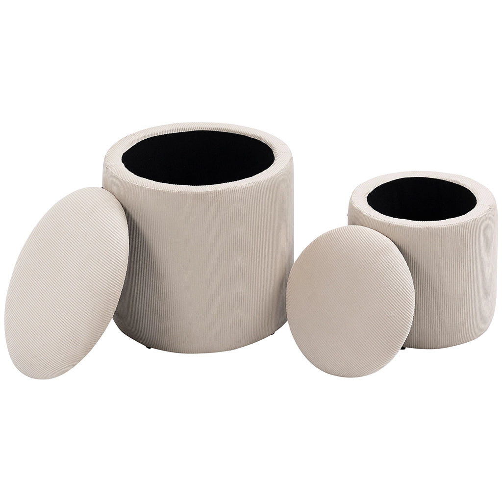 Poggiapiedi in tessuto velluto ¨C Minimal ¨C crema, ?40 e ?30 cm