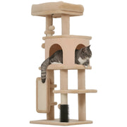 Albero tiragraffi per gatti con piattaforme e giocattoli ¨C zephmum ¨C beige 104cm