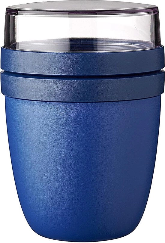 Porta yogurt a go - becher pratico per yogurt e muesli - compartimenti per yogurt e muesli - adatto per congelatore, forno a microonde e lavastoviglie - 500 ml + 200 ml - Blu Vivid