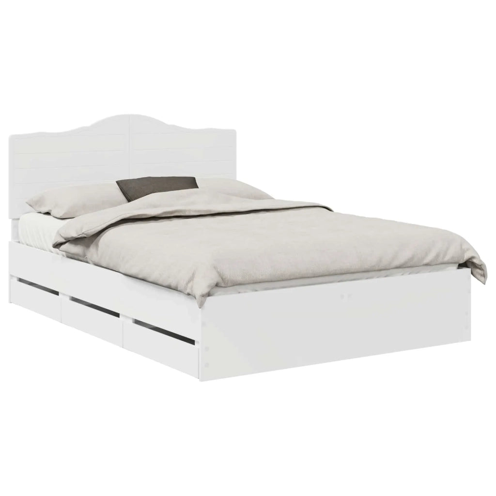 Letto matrimoniale | Letto per adulti | Struttura del letto Bianco 150 x 200 cm Legno Ingegnerizzato