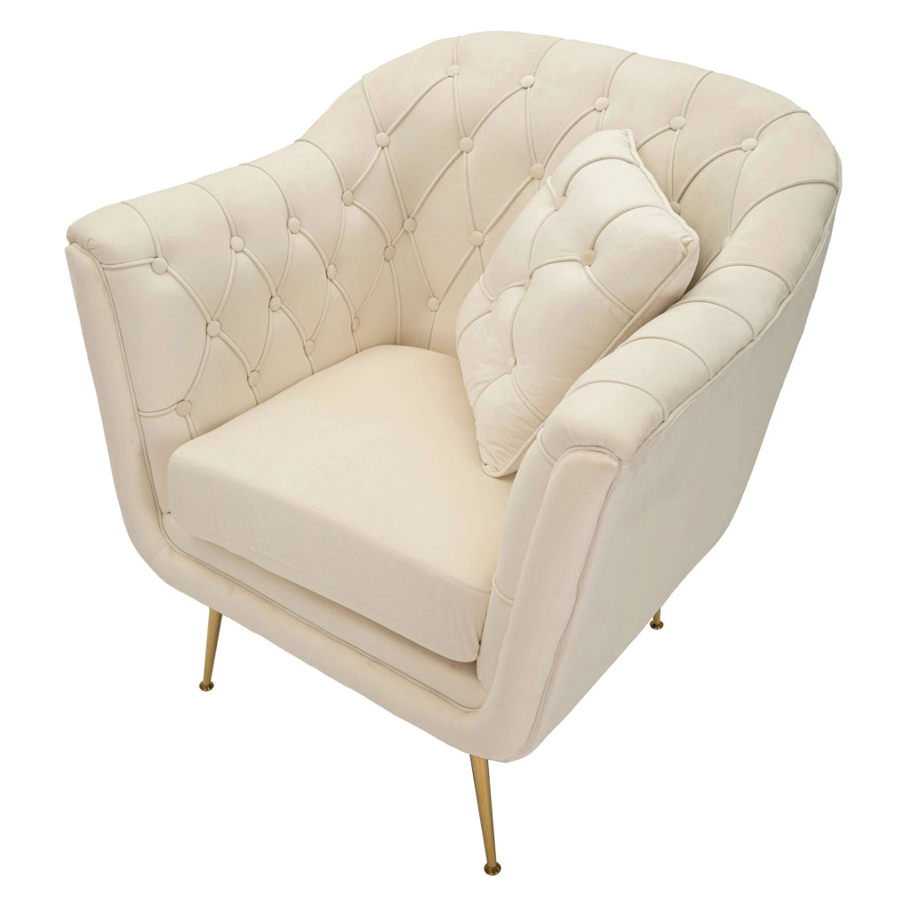 Poltroncina Turtuk, Poltrona con Cuscino, 88x83x91h cm Bianco Crema