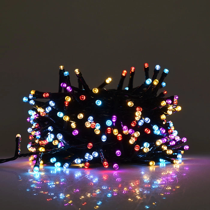 CATENA LUMINOSA CLUSTER 1360 LED MULTICOLORE SU CAVO VERDE DI 41mt A 36V - PERFETTA PER AVVOLGERE ALBERI DI NATALE ILLUMINARE FESTE ED ALTRI EVENTI SPECIALI