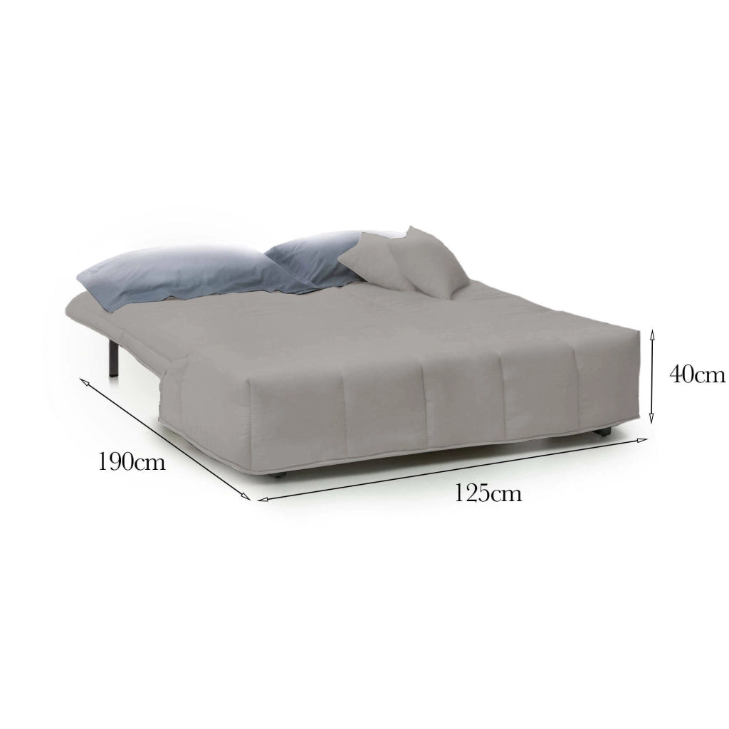 Divano Letto Ariska, Divano a 2 posti, Made in Italy, Sofà\  Soggiorno con apertura a carrello con apertura a carrello, in tessuto imbottito, con cuscini inclusi, cm 125x90h85, colore Grigio
