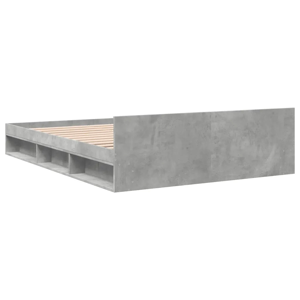 Letto matrimoniale | Letto per adulti | Giroletto Cassetti Grigio Cemento 140x190 cm Legno Multistrato