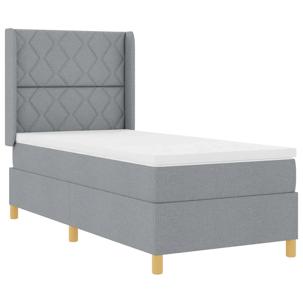 Letto a molle con testiera Grigio chiaro 100 x 200 cm Tessuto 3343742