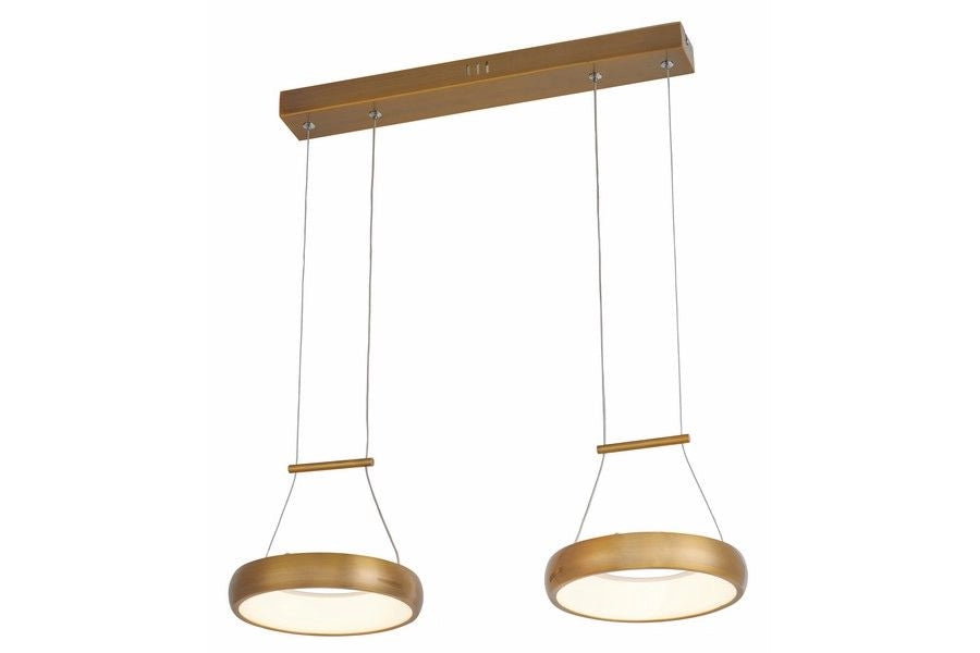 Lampada sospensione LED Thea 12W oro, 2 anelli Reality